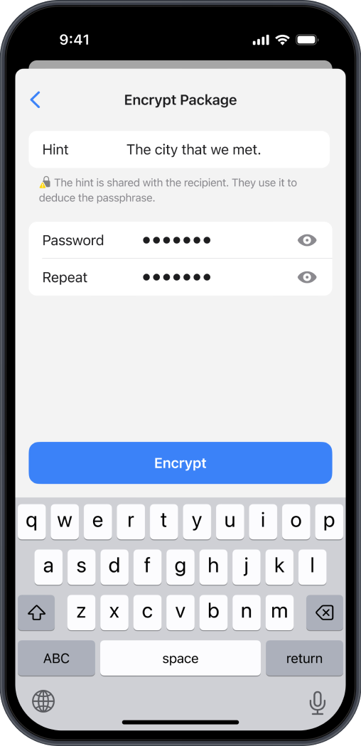 Create Package Screen 2